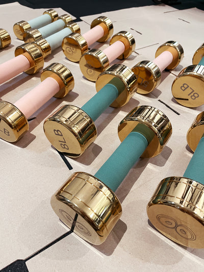 Gold Chrome Dumbbells (3-8 lbs.) - [SAMPLE SALE]