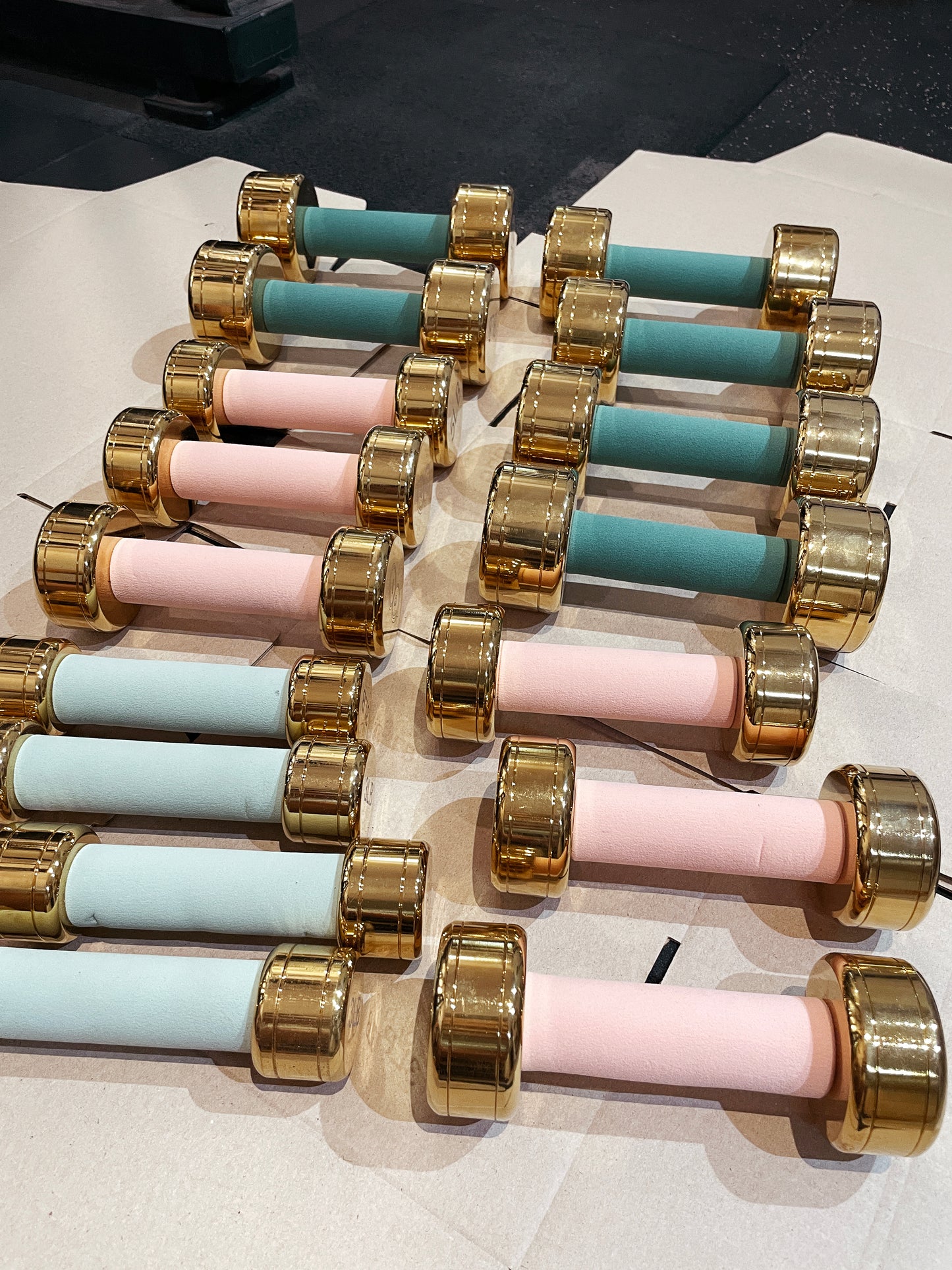 Gold Chrome Dumbbells (3-8 lbs.) - [SAMPLE SALE]