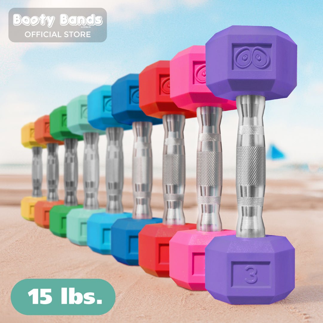 [ 15 lbs. ] Colored Hex Dumbbells - Booty Bands PH