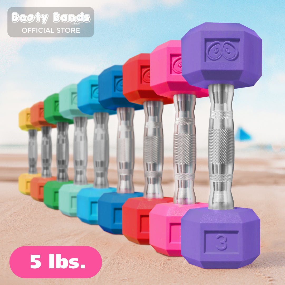 [ 5 lbs. ] Colored Hex Dumbbells - Booty Bands PH