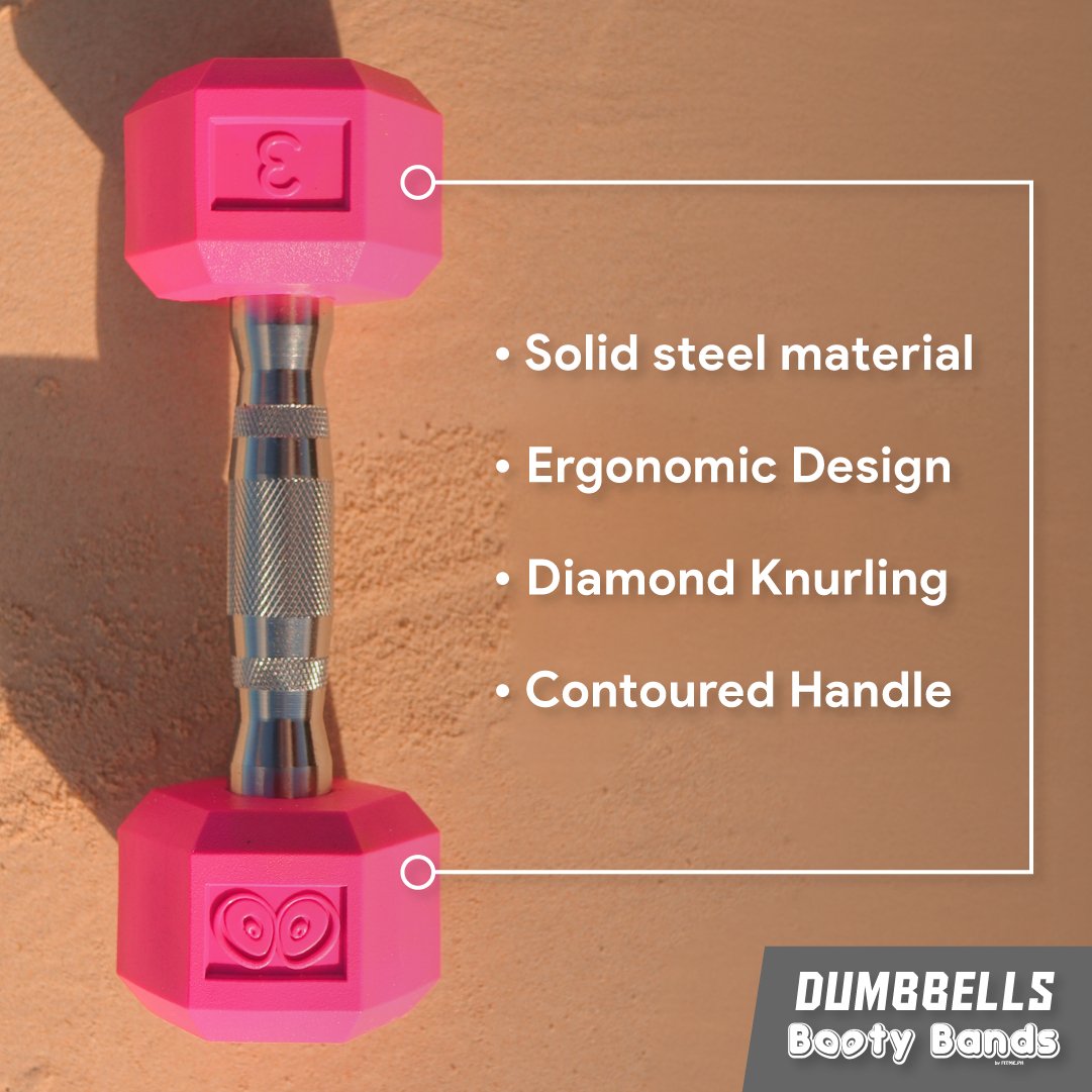 [ 5 lbs. ] Colored Hex Dumbbells - Booty Bands PH