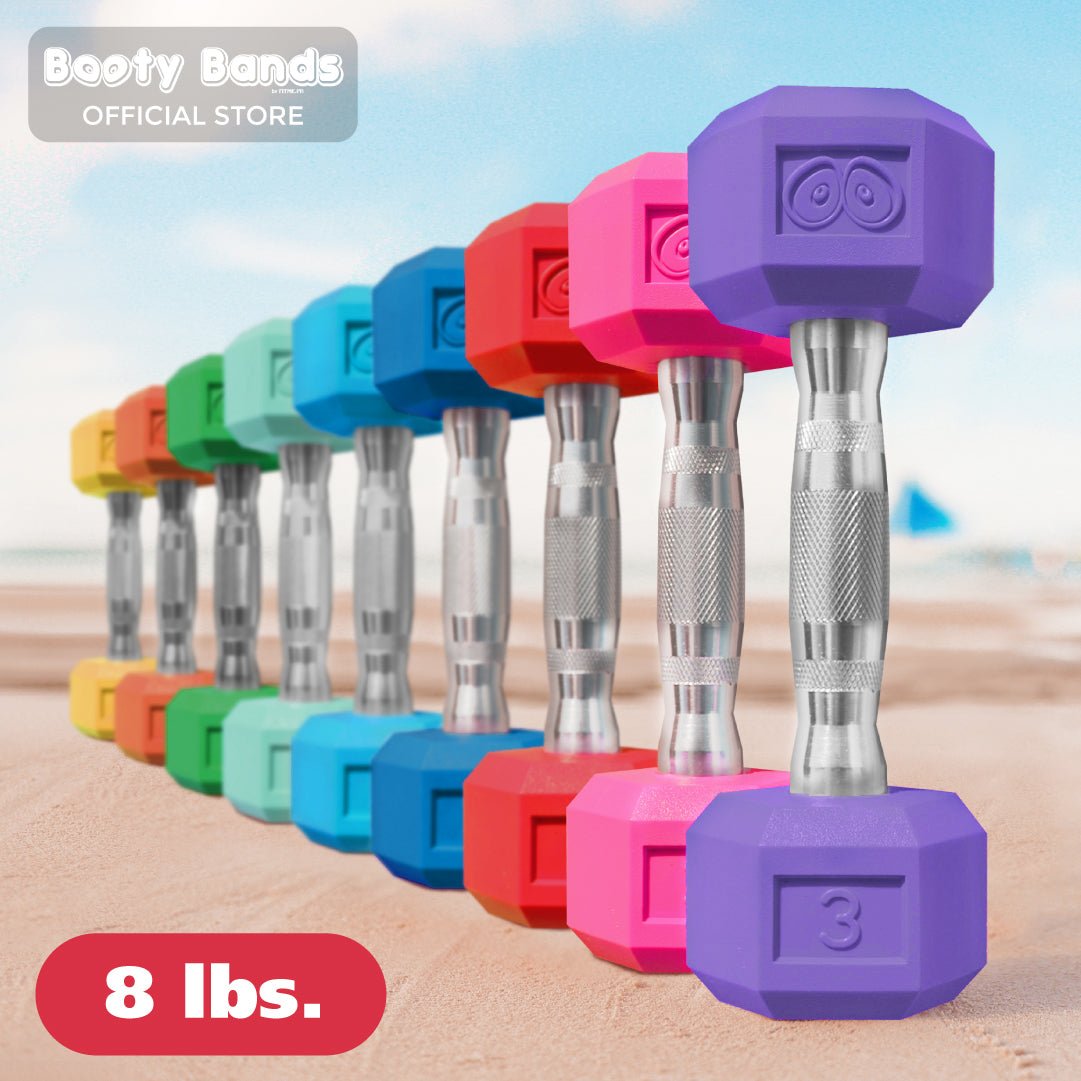 [ 8 lbs. ] Colored Hex Dumbbells - Booty Bands PH
